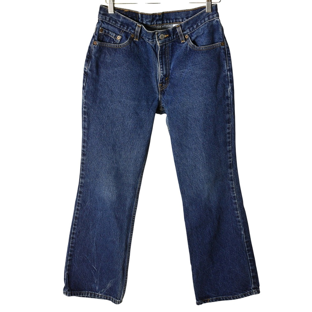 90s Vintage Dark Wash Levis 517 Slim Fit Boot Cut Jeans Womens 4 Blue Denim USA - Picture 3 of 8
